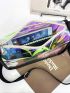 Medium Square Bag Holographic Pattern Funky Style, Clear Bag