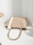 Solid Khaki Tote Bag Double Handle With Small Pouch