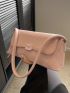 Geometric Pattern Baguette Bag Medium Flap Pink