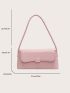 Geometric Pattern Baguette Bag Medium Flap Pink