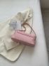 Geometric Pattern Baguette Bag Medium Flap Pink