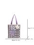 Letter Graphic Shopper Bag Double Handle With Bag Charm