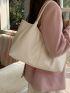 Beige Shoulder Tote Bag Minimalist Double Handle For Work