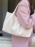 Beige Shoulder Tote Bag Minimalist Double Handle For Work