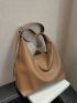 Medium Hobo Bag Solid Khaki Minimalist & Elegant Style