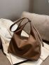 Medium Hobo Bag Solid Khaki Minimalist & Elegant Style