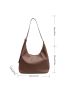 Medium Hobo Bag Solid Khaki Minimalist & Elegant Style