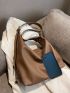 Medium Hobo Bag Solid Khaki Minimalist & Elegant Style