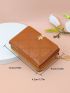 Flower Embossed Small Wallet With Zipper Trifold Brown PU