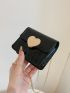 Mini Square Bag Heart Decor Crocodile Embossed Flap Chain Black PU