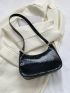 Snakeskin Embossed Hobo Bag Mini Black