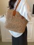 Oversized Straw Bag Double Handle With Zipper Vacation