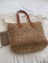 Oversized Straw Bag Double Handle With Zipper Vacation