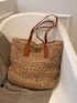 Oversized Straw Bag Double Handle With Zipper Vacation