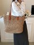 Oversized Straw Bag Double Handle With Zipper Vacation