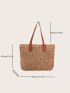 Oversized Straw Bag Double Handle With Zipper Vacation