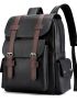 Large Laptop Backpack Pu Backpack Male Teenagers Boys Brown School Camping Bag