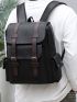 Large Laptop Backpack Pu Backpack Male Teenagers Boys Brown School Camping Bag