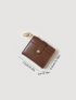 Stitch Detail Small Wallet PU Brown