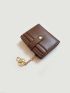 Stitch Detail Small Wallet PU Brown