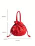 Mini Bucket Bag Plant Embroidered Polyester