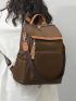 Tassel Decor Classic Backpack Pocket Front