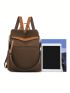 Tassel Decor Classic Backpack Pocket Front