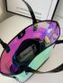 PVC Shoulder Tote Bag Holographic With Inner Pouch Funky, Clear Bag