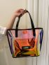 PVC Shoulder Tote Bag Holographic With Inner Pouch Funky, Clear Bag