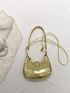 Snakeskin Embossed Hobo Bag Twist Lock Metallic PU Funky