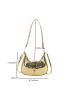 Snakeskin Embossed Hobo Bag Twist Lock Metallic PU Funky