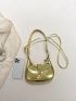 Snakeskin Embossed Hobo Bag Twist Lock Metallic PU Funky