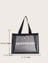 Letter Graphic Shopper Bag Large Capacity Mesh