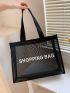 Letter Graphic Shopper Bag Large Capacity Mesh