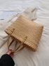 Minimalist Straw Bag Double Handle Vacation