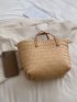 Minimalist Straw Bag Double Handle Vacation