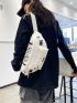 Oversized Waist Bag Letter Patch Decor Sport Style