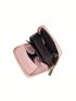 Letter Graphic Card Holder Zipper Pink