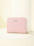 Letter Graphic Card Holder Zipper Pink