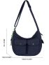 Pocket Front Hobo Bag With Bag Charm Nylon