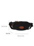 Letter Patch Decor Fanny Pack Medium Zipper Black