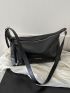 Letter Graphic Hobo Bag Zipper Medium Black