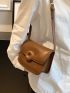 Mini Square Bag Flap PU Brown