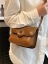 Mini Square Bag Flap PU Brown