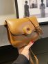 Mini Square Bag Flap PU Brown