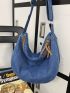 Blue Hobo Bag Large Capacity Denim For Daily