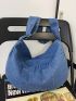 Blue Hobo Bag Large Capacity Denim For Daily