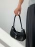 Crocodile Embossed Hobo Bag Metal Decor Top Handle For Daily