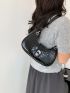 Crocodile Embossed Hobo Bag Metal Decor Top Handle For Daily