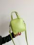 Mini Square Bag Green Minimalist Double Handle For Daily